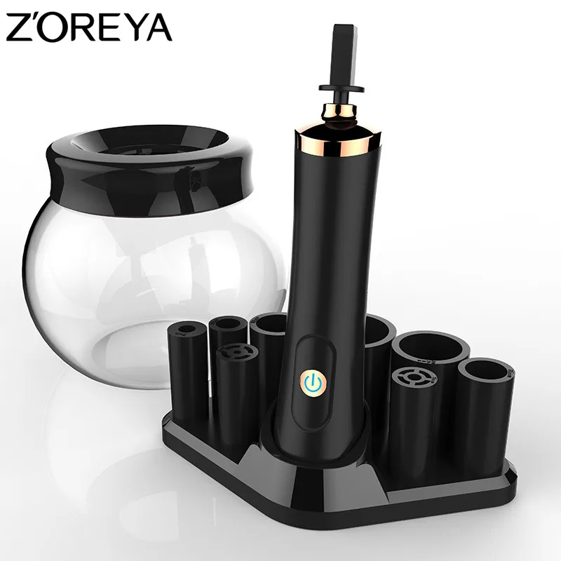 ZOREYA Electric Makeup Brush Cleaner& Dryer Set 10 seconds Efficient Make Up Brush Washing Tool - Handle Color: black