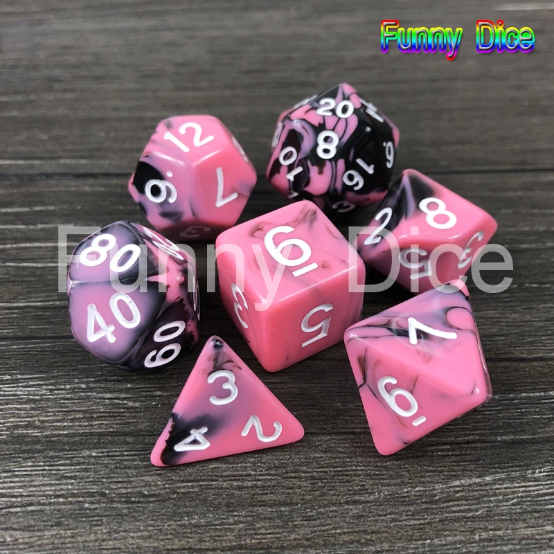 Разноцветные 2 цвета s многогранные кубики 7 игральные кости набор для DnD RPG игр