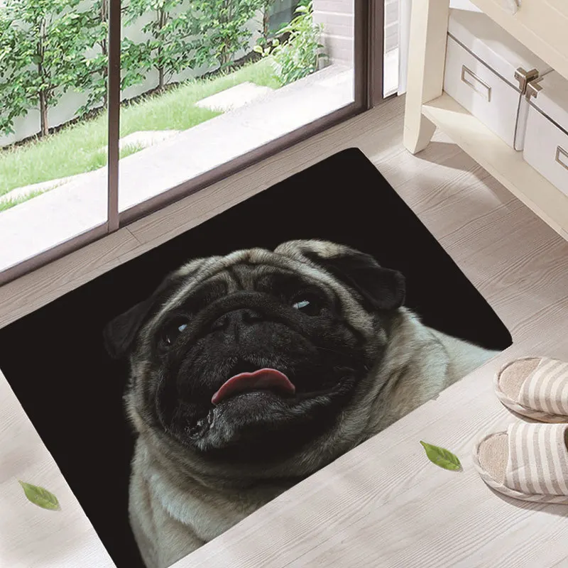 Коврик для дома с милым принтом мопса коврик двери фланелевый пола коврики