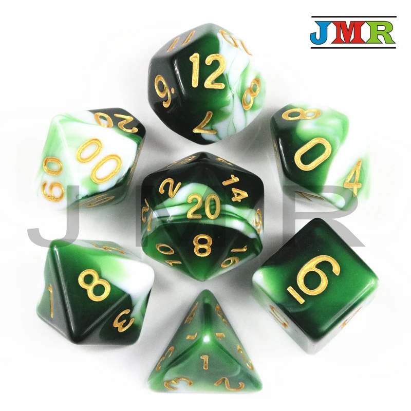 Высокое качество набор D4 D6 D8 D10 D12 D20 игра в кости для игры Dados De Rpg - Цвет: Зеленый