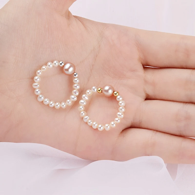 Женское кольцо с натуральным пресноводным жемчугом ASHIQI ювелирное изделие двумя