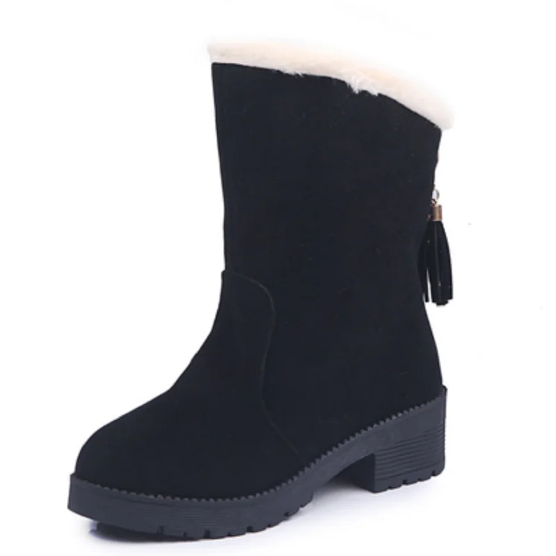 

Winter snow boots women thick bottom and velvet thickening new flat bottom thick tassel cotton shoes warm shoes tide
