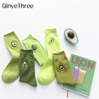 Забавные носки с вышивкой, зеленые носки с авокадо в стиле Харадзюку, милые носки с веселыми фруктами, женские креативные носки, женские носки, Прямая поставка