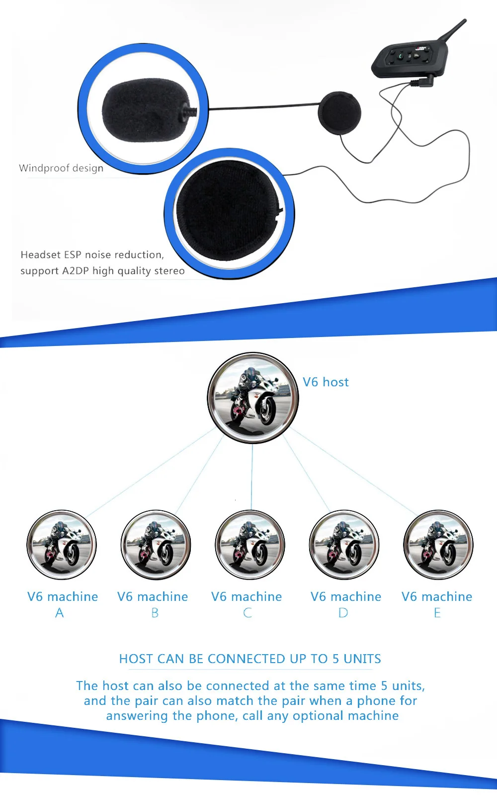 Vnetphone V6 1200 м Мотоциклетный Bluetooth шлем домофон полный дуплекс для 6 гонщиков BT беспроводной motocicleta переговорные гарнитуры
