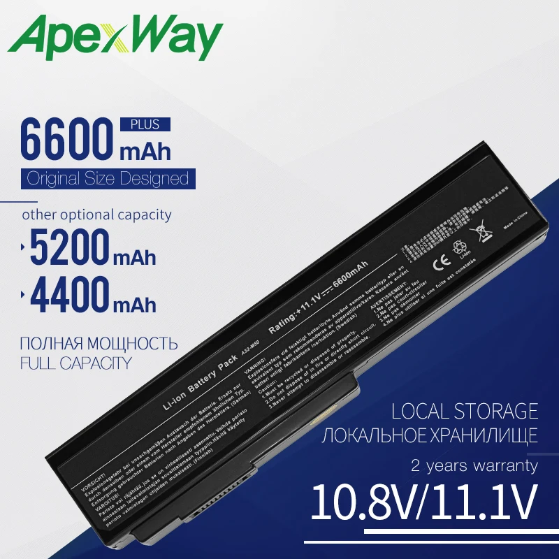 

Apexway 6 Cells laptop battery for Asus A32-M50 A32-N61 A32-X64 A33-M50 G50 G51 M60 N43 N53 X55 X57 X64 L062066 L072051 L0790C6