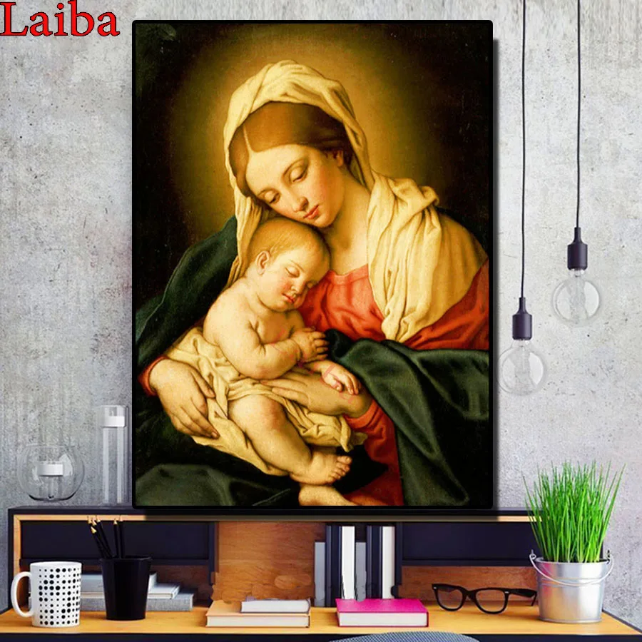 

Mother of God Virgin and Child diamond embroidery 5d square diy diamond painting full,round,diamond mosaic religion prayer gift,