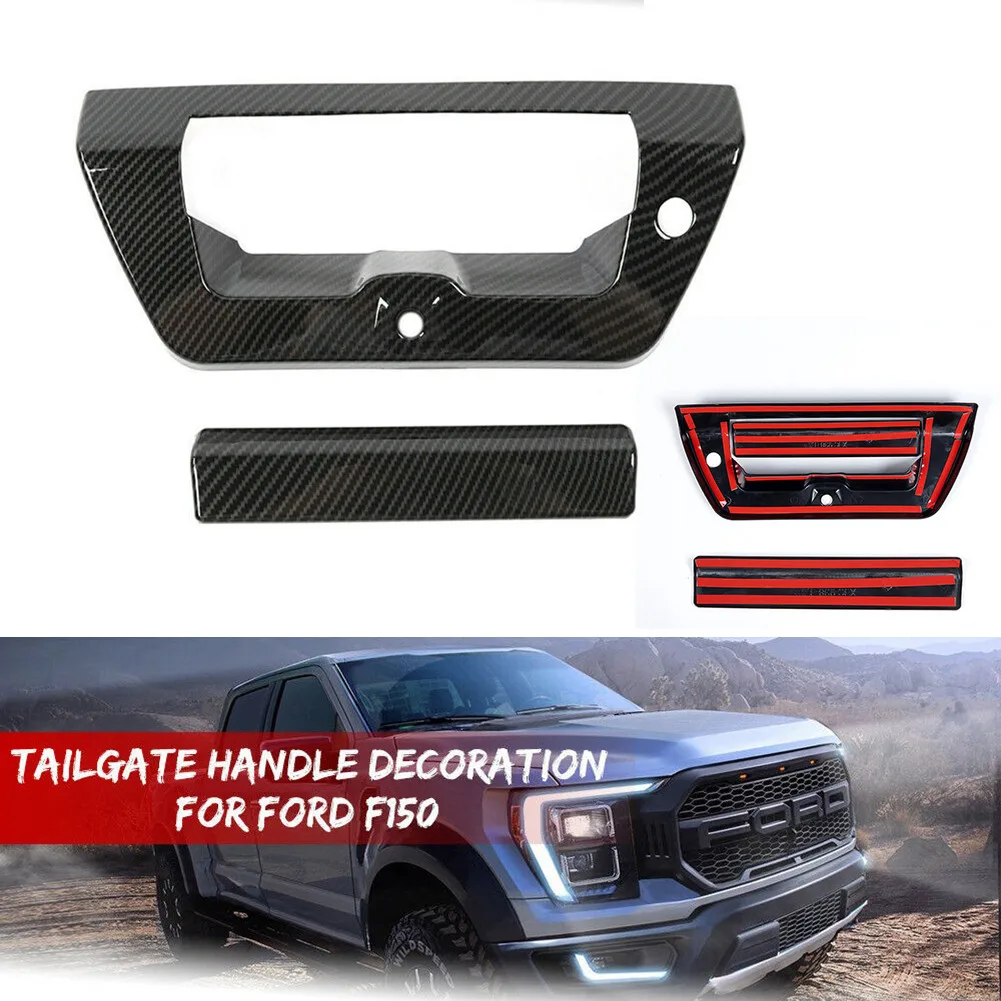 

2pcs/set Tailgate Door Handle Cover Trim Carbon Fiber Tailgate Door Handle Bowl Cover Trim For Ford F150 F-150 2015-2020