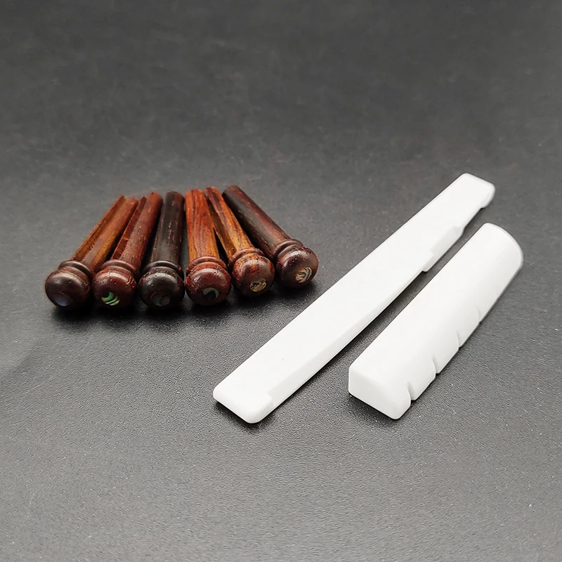 Cocobolo C 6 шт. Акустическая гитара палисандр чистая кость/черное дерево/розовое дерево/Cocobolo Мост Pin набор из чистой кости мост Гайка Седло - Цвет: Cocobolo C