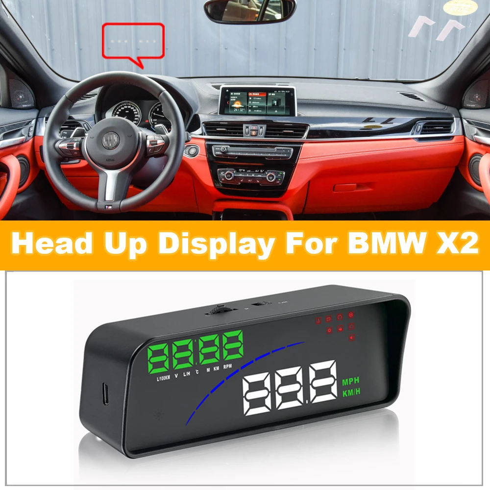 

For BMW X2 F39 2017-2021 Car HUD Head Up Display Auto Electronic Accessories Speed Safe Driving Screen DIY Plug & Play OBD/OBD2