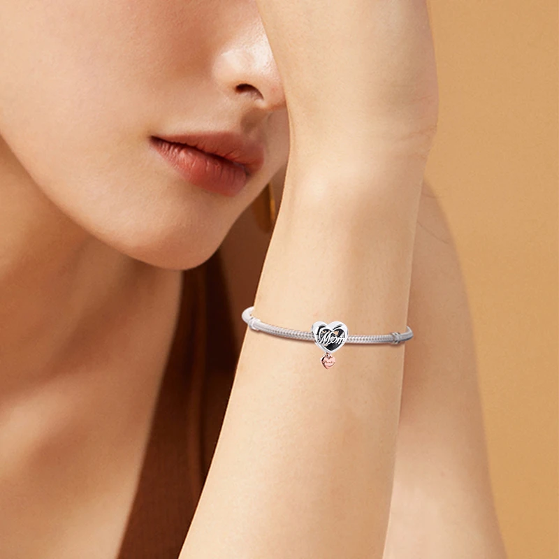 

S925 Sterling Silver Pendant Mum Charm 2021 Daughter Best Friend Anniversary Bracelets Sparkling Beads for Jewelry Making