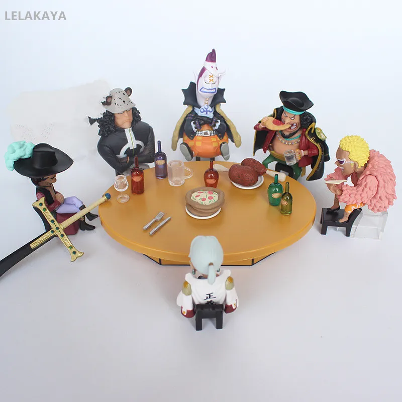 7 шт. Аниме Фигурка Mihawk Doflamingo ONE PIECE Sir крокодил круглый стол ПВХ Коллекция моделей
