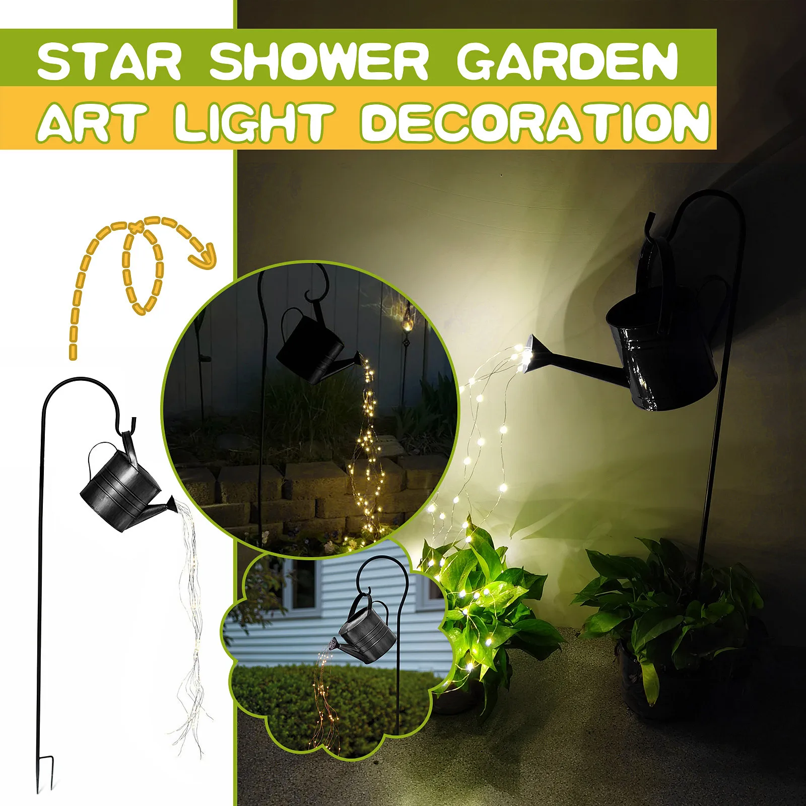 

Star Type Shower Garden Art Light Decoration Outdoor Gardening Lawn Lamp Landscape Lighting With Iron Stand Sprinkler Design