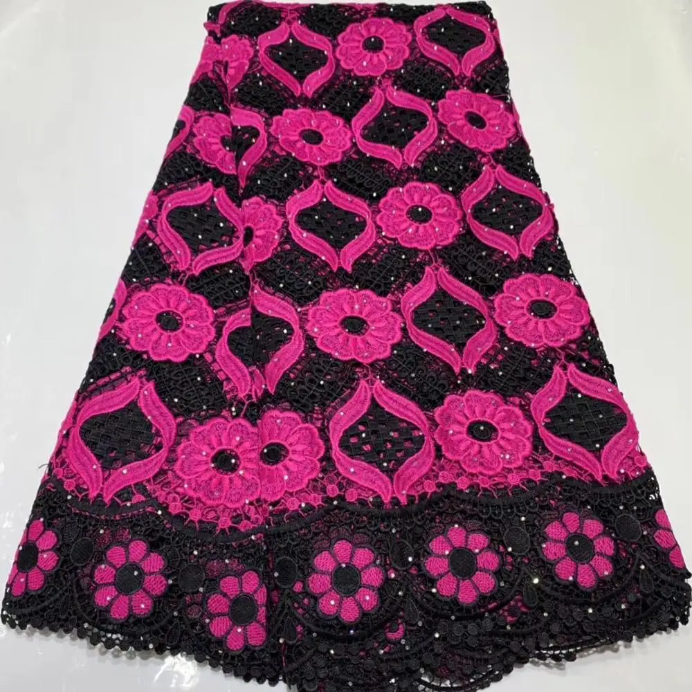 Высококачественная французская кружевная ткань высокого качества с розовыми