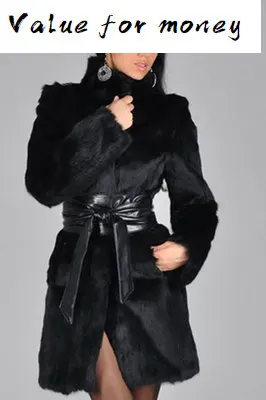 

Top Black Faux Women Rabbit Fur Coat high quality
