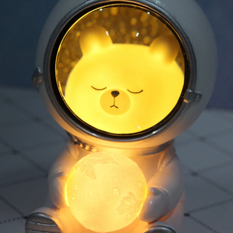 Cat LED Night Light Astronaut Moon Lamp Decor Bedroom Baby Room Bedside Birthday Christmas Gifts for Kids Children | Освещение