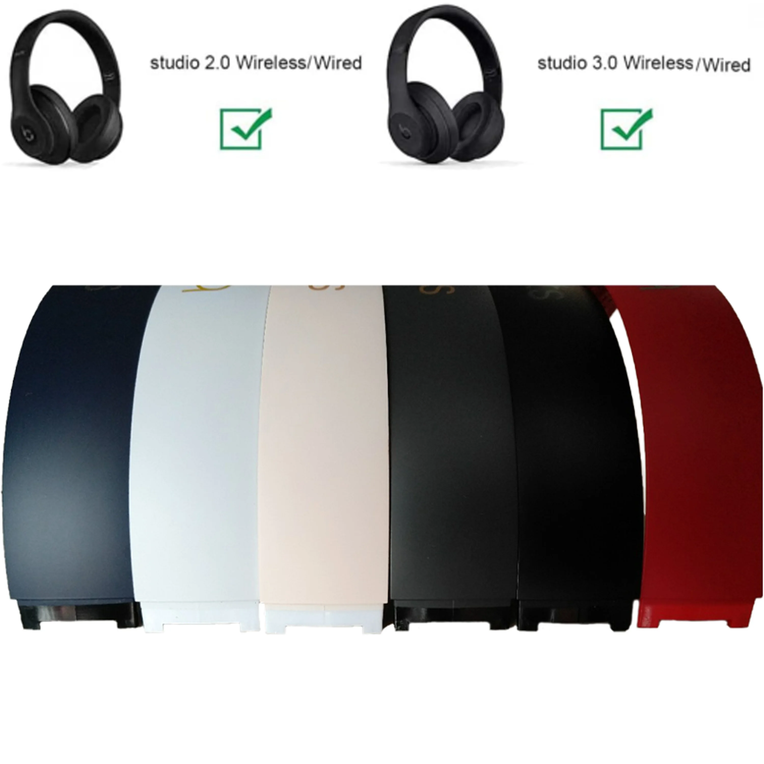Cheap Kopfhörer Reparatur Teile Ersatz Stirnband Headset Kunststoff Shell für Beats Studio 3,0 für Studio3 Kopfhörer