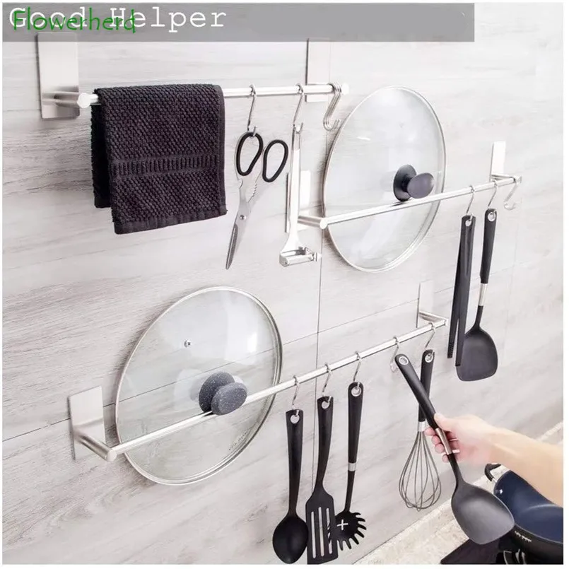 Держатель для полотенец вешалка клейкие направляющие из нержавеющей стали Полка