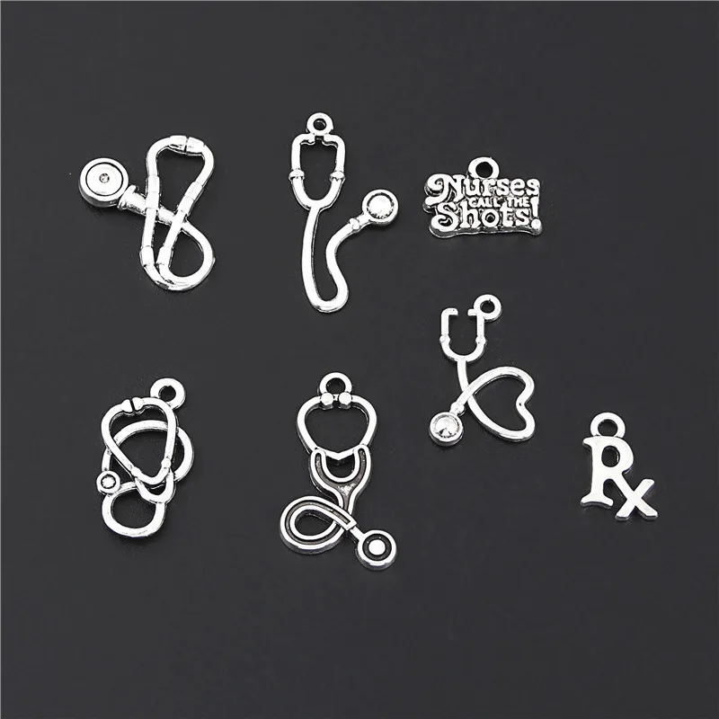 Подвеска стетоскоп серебристого цвета 7 шт. ювелирные изделия медсестры