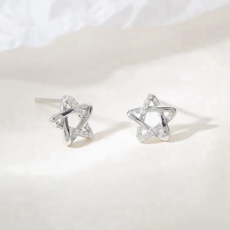 

Little Star Stud Earrings Party Earring 925 Sterling Silver Women Girl Zirconia Jewelry Birthday Christmas Lover Gifts