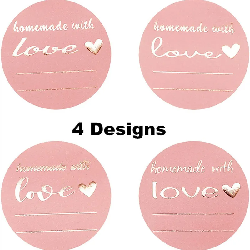 Наклейки бронзового цвета "Сделано с любовью" диаметром 38 мм для украшения выпечки на свадьбу, день рождения, праздничный подарок.