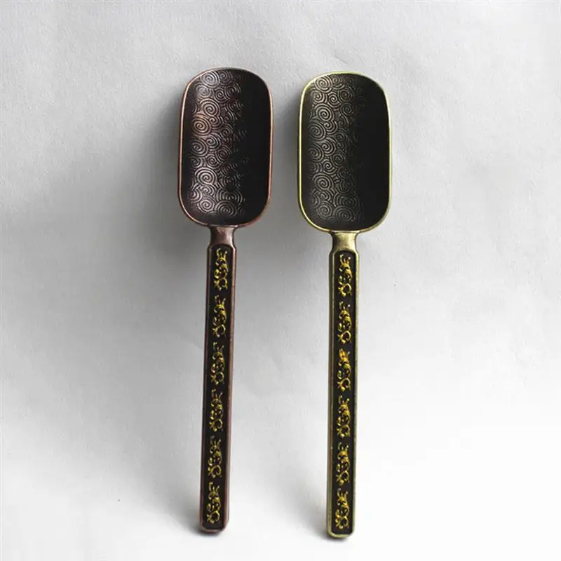 

1pc Copper Zinc Loose Leaf Tea Scoop Retro Style Tea Shovel Coffee Bean Scooper Measuring Spoon Tea Accessory (Antique Bronze)