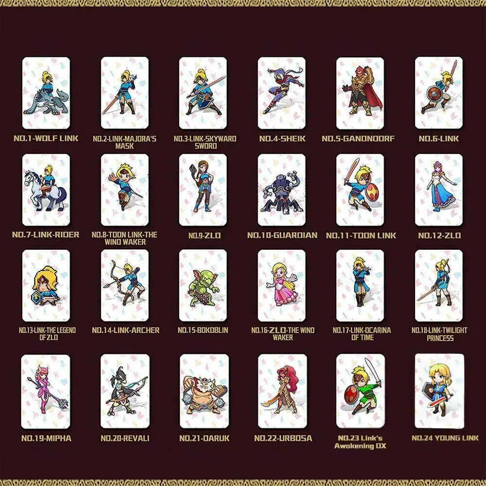 24 шт. в комплекте новые карты Zelda NTAG215 Amiibo NFC 20 сердечко волк Revali Mipha Daruk Urbosa звенья