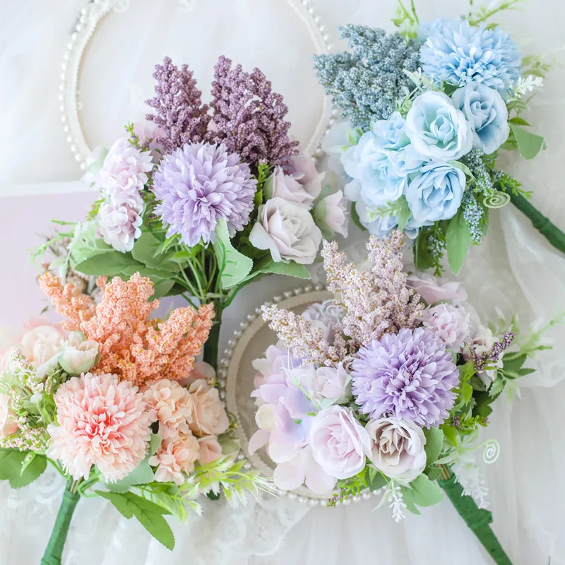 

Fresh silk flowers fake flowers dried bouquets living room flower arrangement decorations wedding table floral decorations