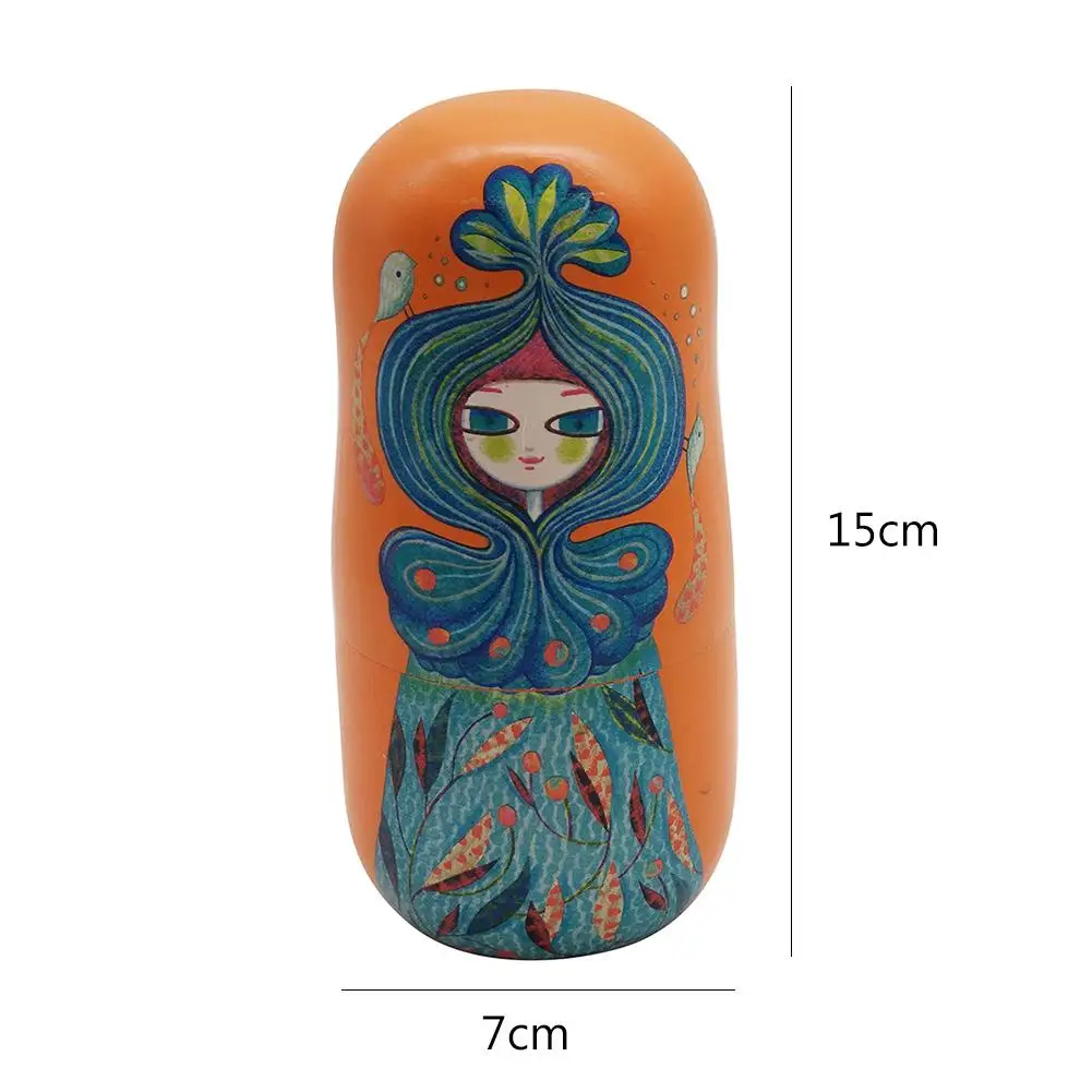 

5Pcs/Set Cute Girl Wooden Russian Matryoshka Nesting Doll Puzzle Toy Craft Gift Developing intelligence Educational toys 2021