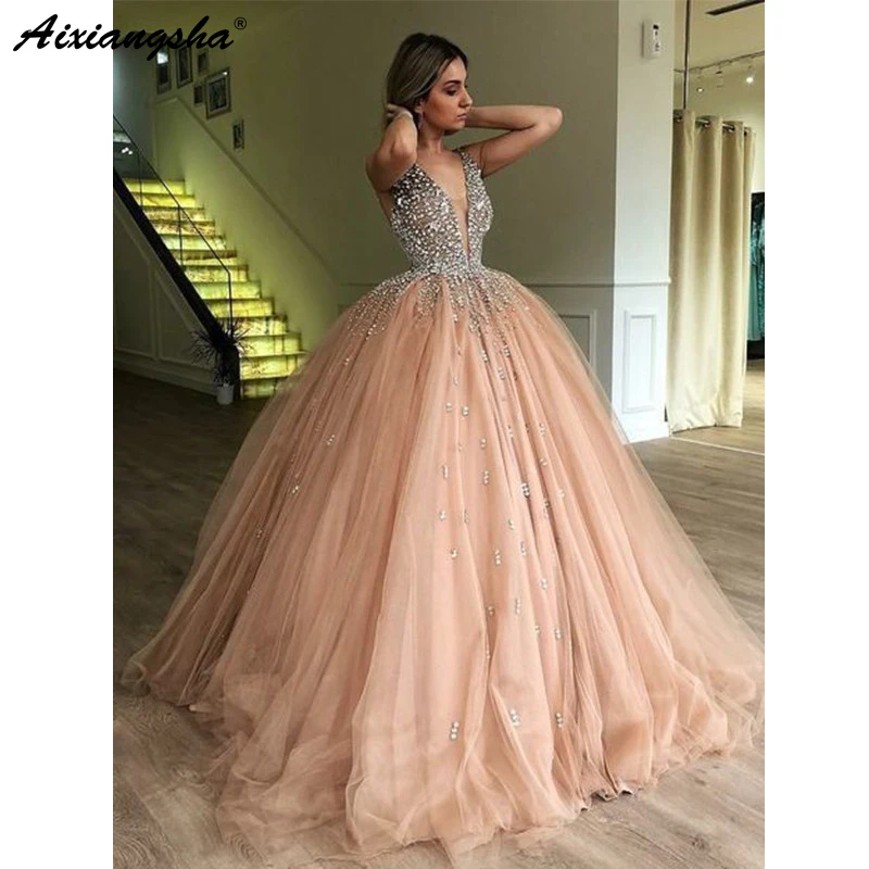 Вечерние платья цвета шампанского пикантное бальное платье с V образным вырезом