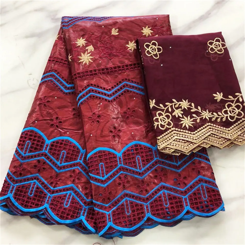 

White Wedding Basin fabric embroidered bazin riche fabric with Cut Holes Cotton lace blouse for women dress african fabric BL407