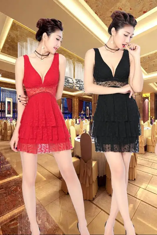 

New Lace Dress Sexy Women Clothes Sexy & Club Ball Gown Sleeveless Above Knee, Mini V-neck Spring Spaghetti Strap Size SMLXLXXL