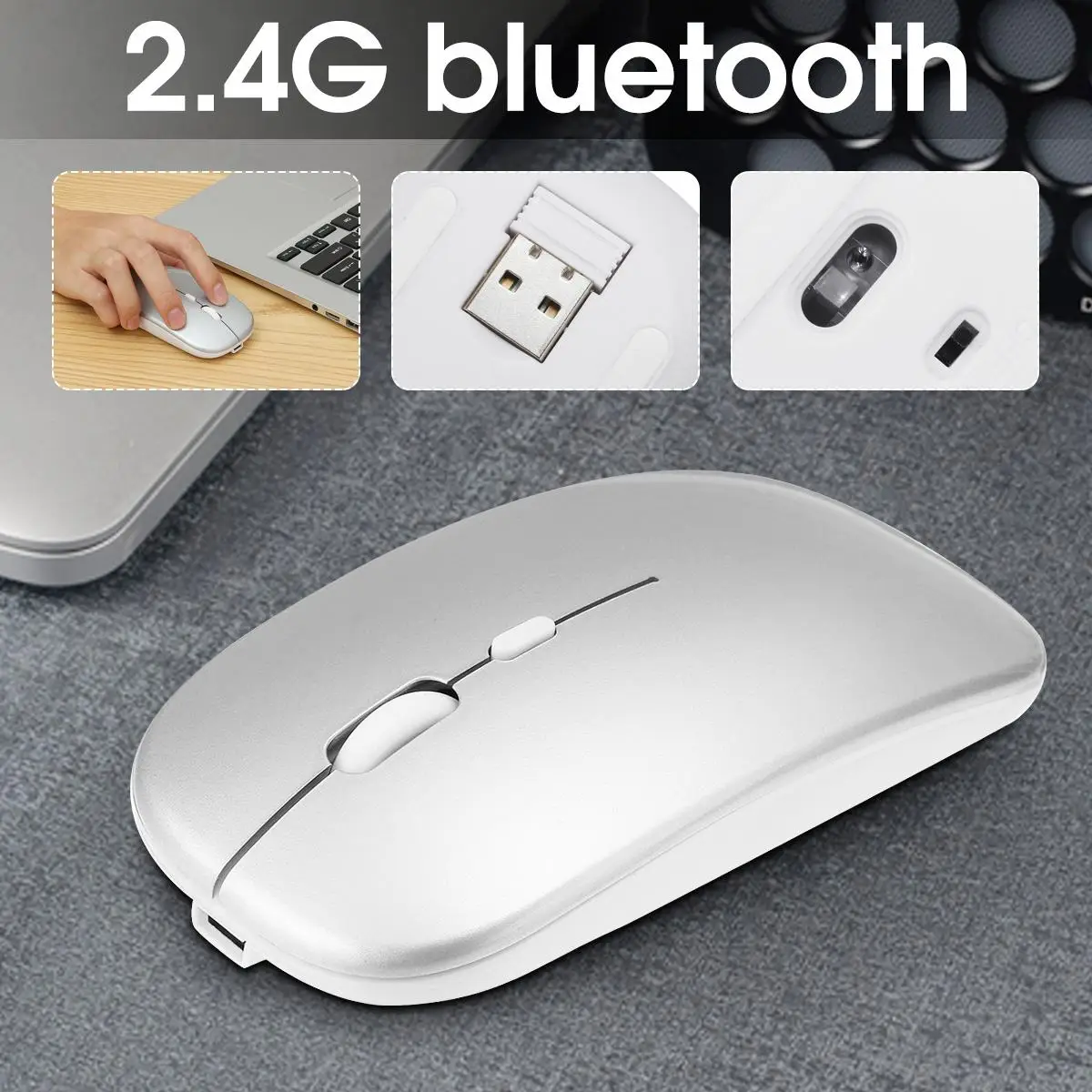 Новая Бесшумная Беспроводная оптическая мышь с bluetooth 2 4G бесшумная мини-мышь для