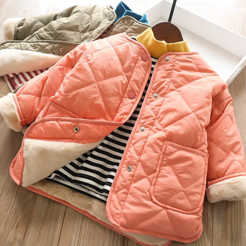 Осенне-зимняя Вельветовая хлопковая стеганая куртка для девочек детское пальто |