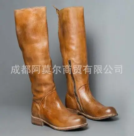 Классические модные женские сапоги до колена осенне-зимние для отдыха с круглым