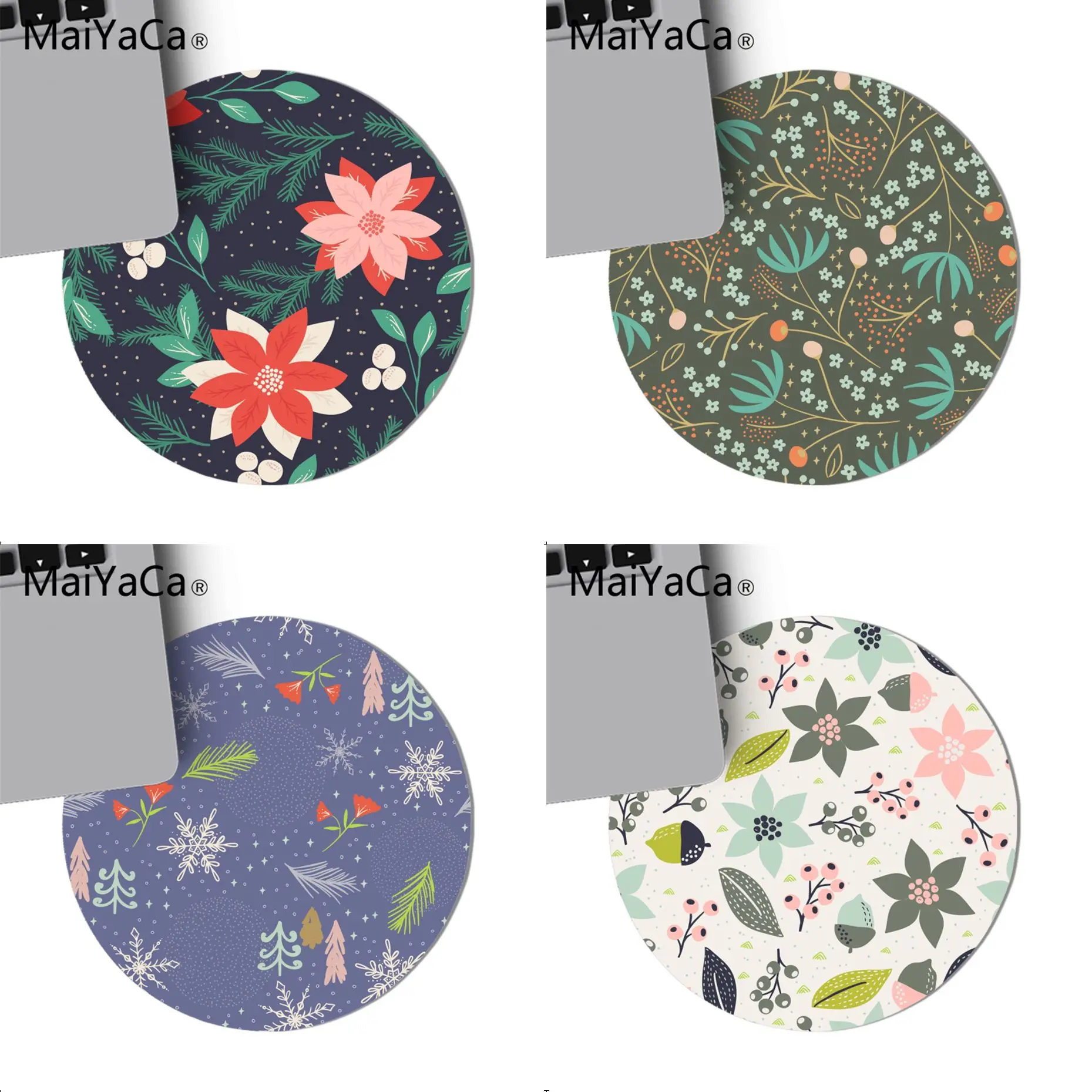 

MaiYaCa Vintage floral pattern Keyboard Gaming MousePads Anti-Slip Laptop PC Mice Pad Mat 220x220mm Circular Mouse Pad