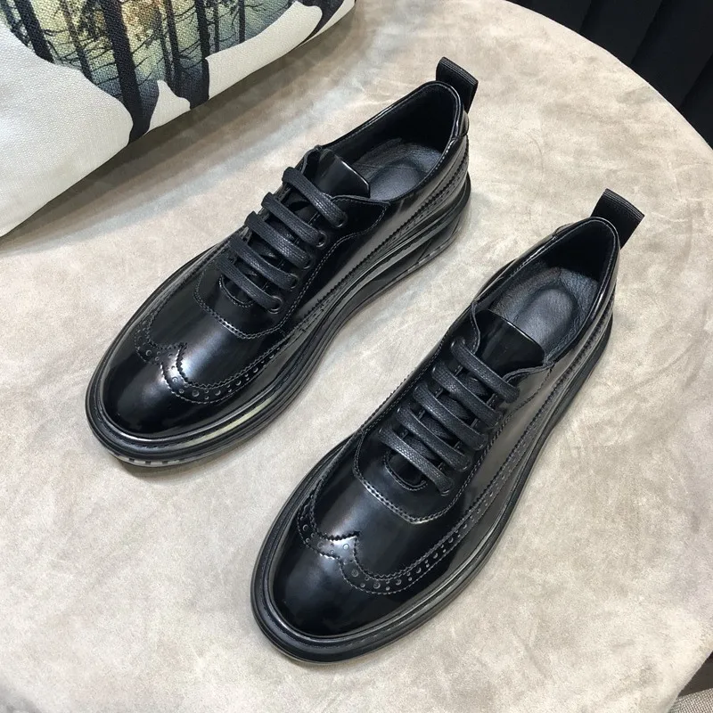 Мужские туфли из натуральной кожи на толстой подошве | Обувь