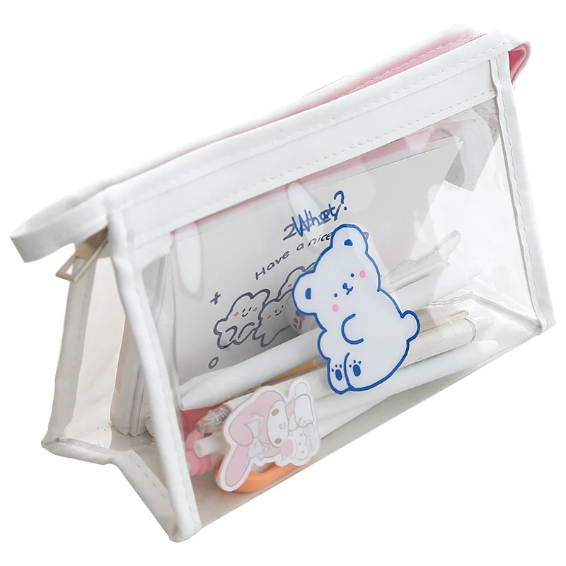 

Ins fengri's simple large capacity transparent hand account stationery bag