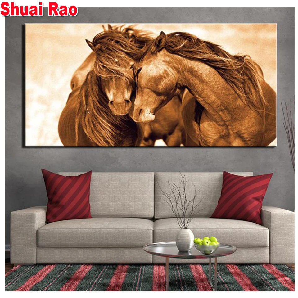 

120x60cm Animal horse diamond painting cross stitch full square diamond mosaic 5d puzzle diamond embroidery for living room art