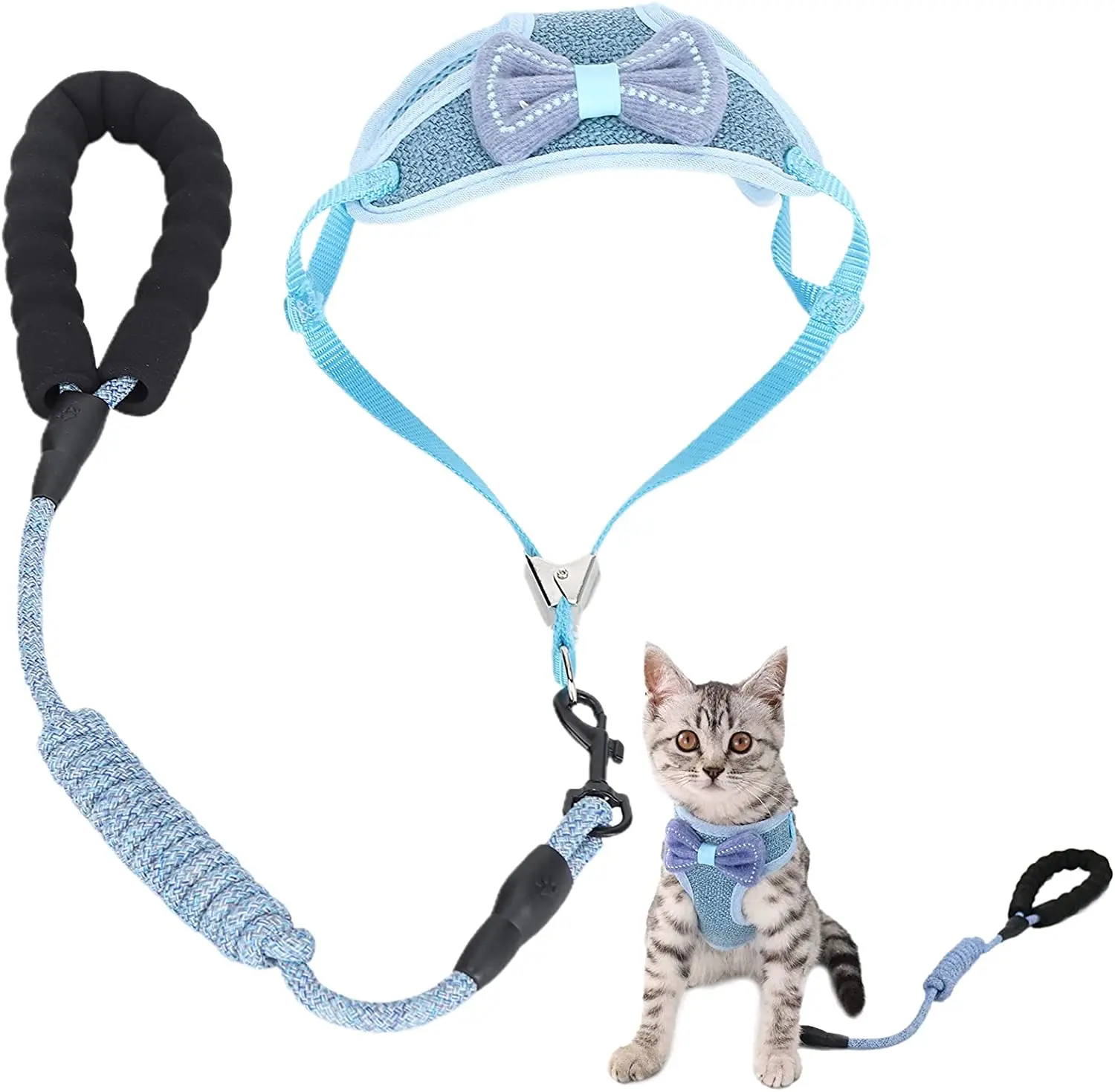 

Поводок с бантом для кошек, регулируемая шлейка с поводком для прогулок и прогулок с питомцами