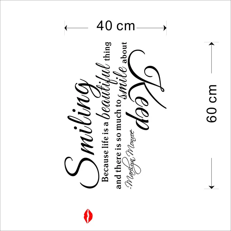

Letter Wall Stickers Keep Smile Red Lips English Creative Stickers Living Room Bedroom Personality Home Decoration