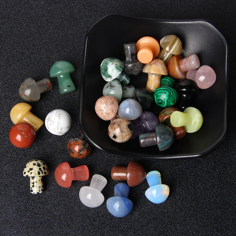 5pcs/lot Natural Carving Small Mushroom Figurines Healing Crystal Collect Jewelry Home Decoration DIY Reiki Gift 15x20mm - купить по