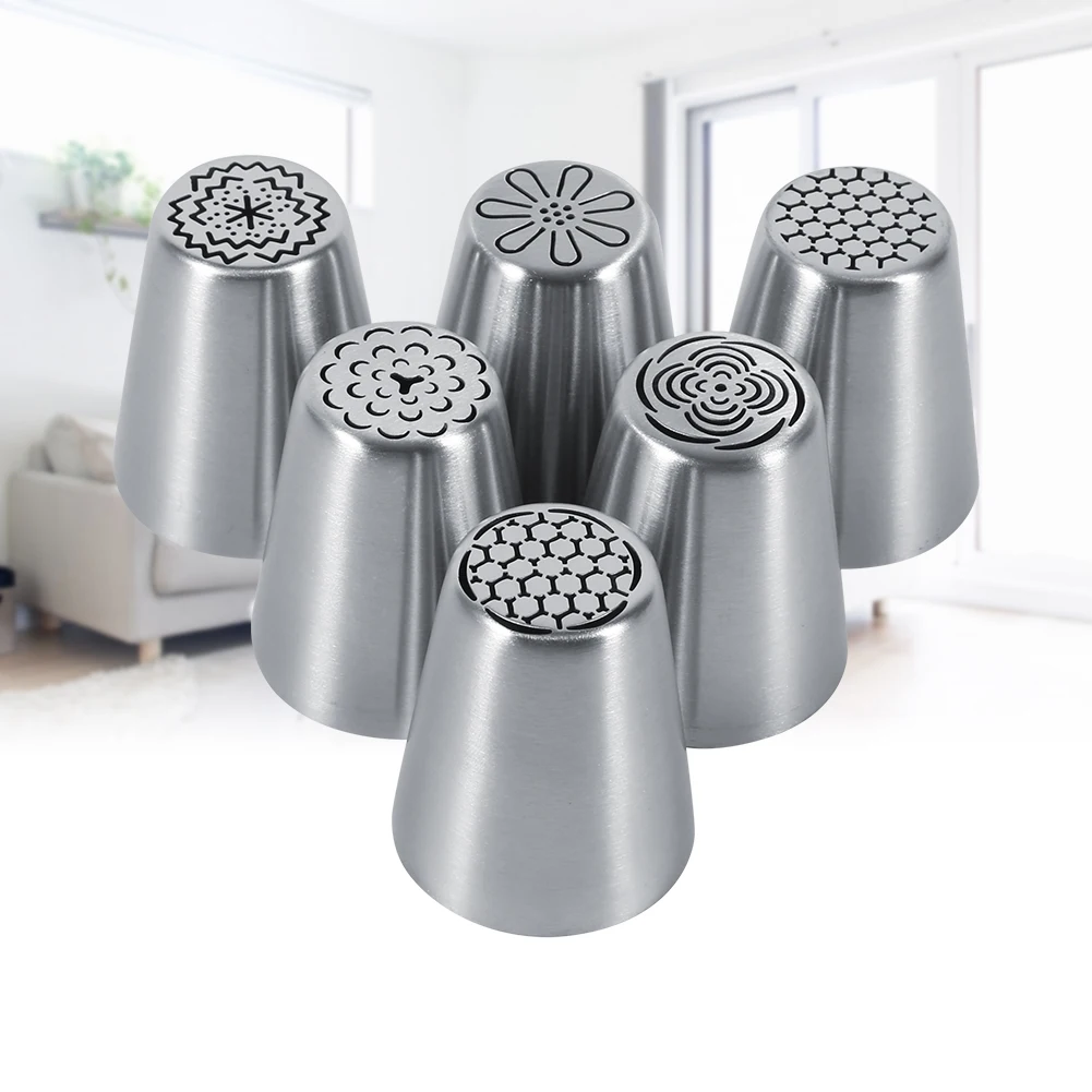

6PCS Stainless Steel Flower Cake Icing Piping Nozzles Decorating Tips Pastry DIY Baking Tools safe and durable to use