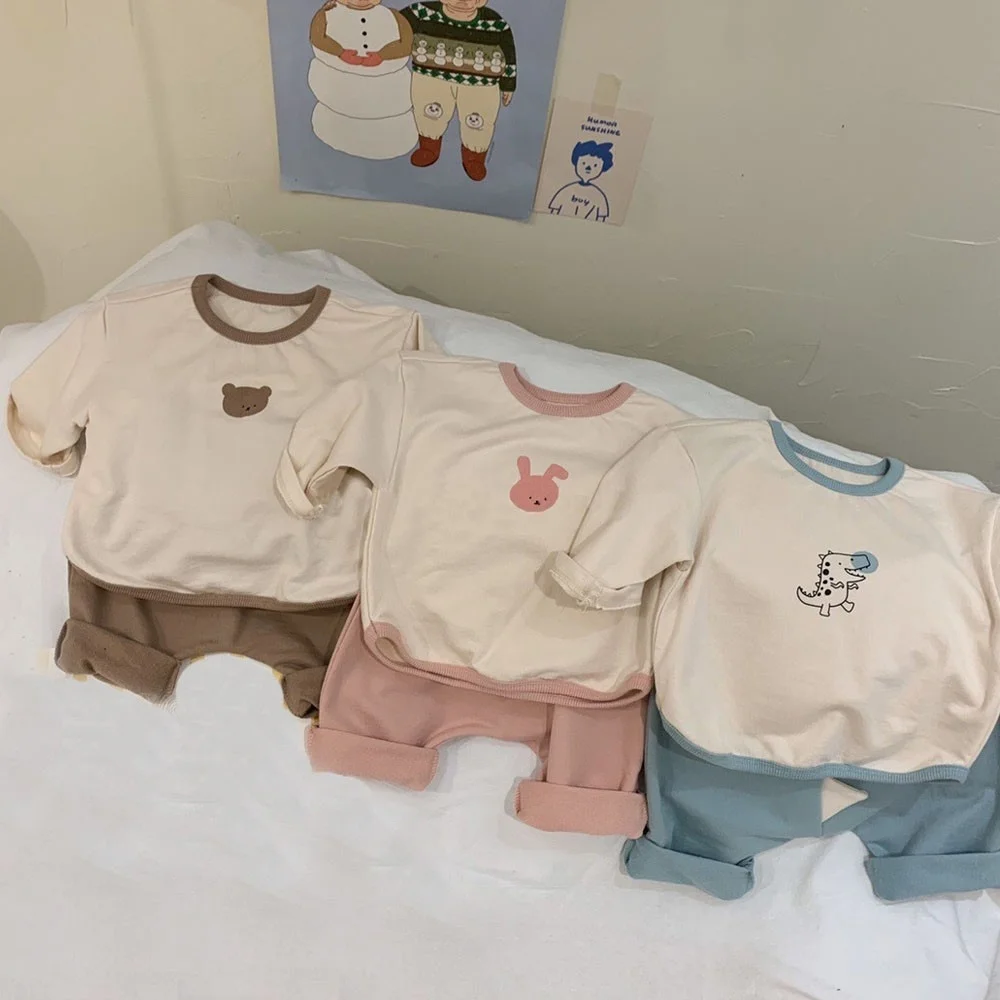 

Cartoon children's suit, long sleeve T-shirt, stretch pants, 2-piece set