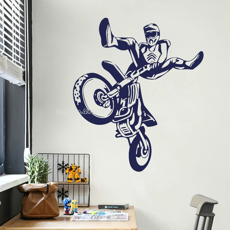 Творческий Фристайл Мотокросс виниловые наклейки на стены Стикеры