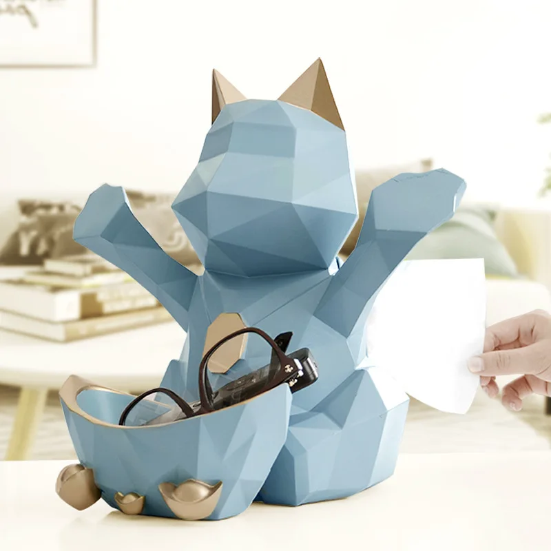 

Nordic Творческий Lucky Cat смолы статуя ящик для хранения украшений Гостиная обеденный стол с одноразовыми салфетками аксессуары для украшения д...