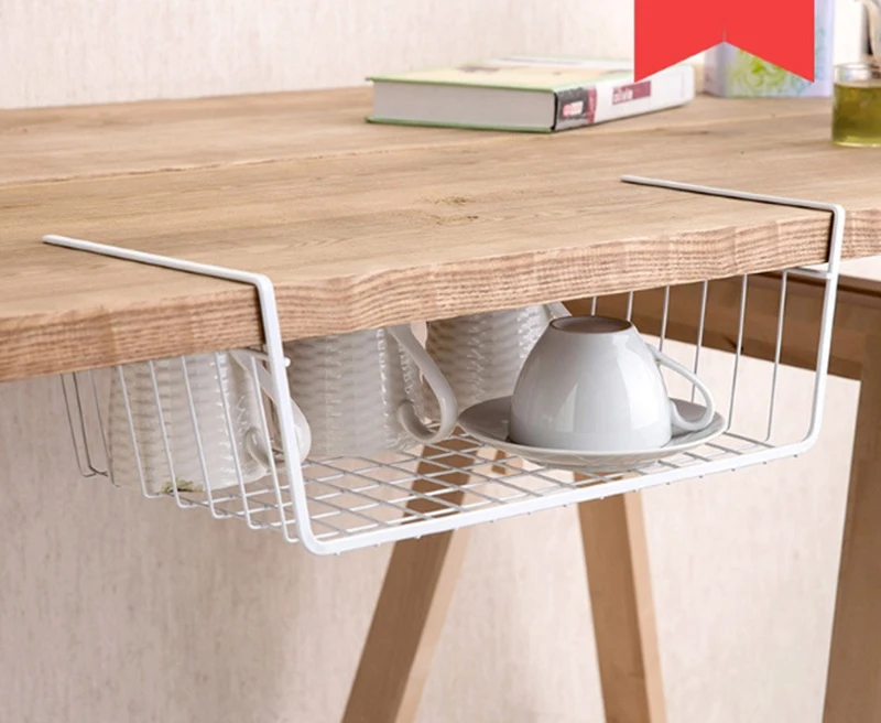 Подвесная железная полка для хранения под шкаф сетчатая корзина кухонная стойка