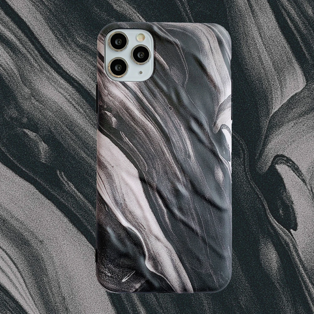 

Shockproof earphone shell Soft Silicone Marble Mobile Phone Cases for IPhone 11 Pro Max Black Gray Case Popular for Iphone 11