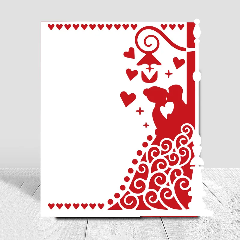 

Wedding Couple Heart Border Metal Cutting Dies Scrapbooking Stencil for Paper DIY Gift Card Decoration Embossing Dies New 2021