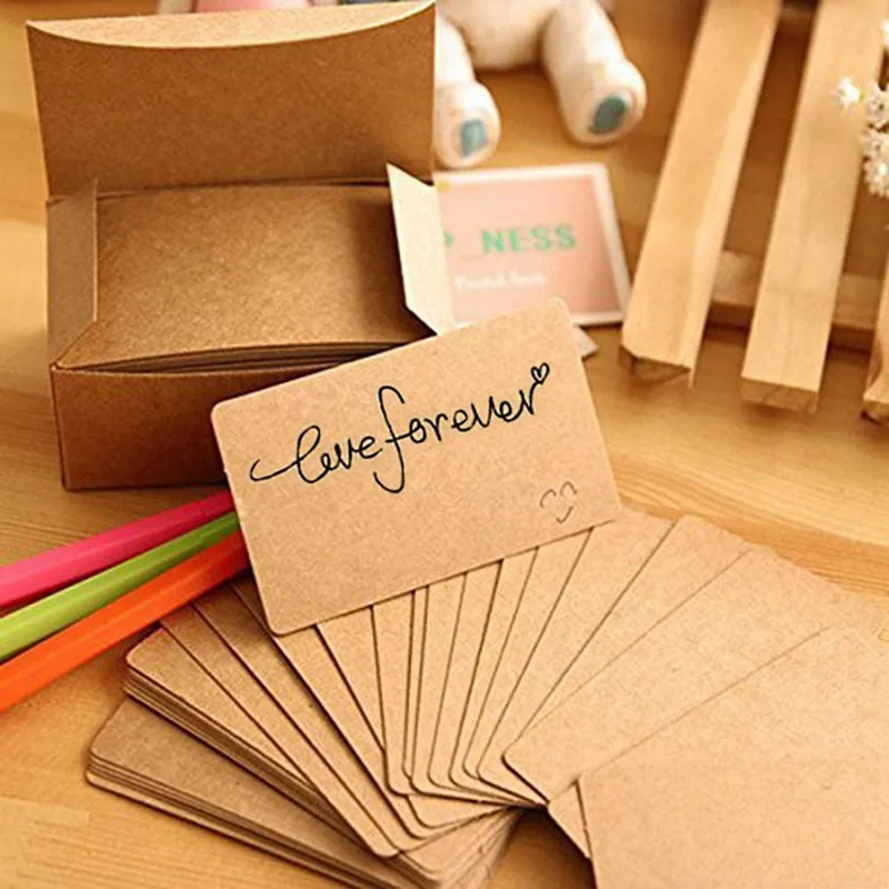 

100pcs Blank Kraft paper Business Cards Word Card Message Card DIY Gift Card
