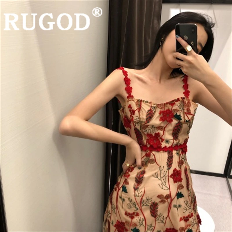 Женское винтажное платье макси RUGOD узкое длинное на тонких бретельках с